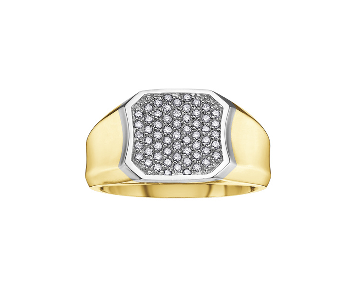 BAGUE EN OR 10K 2 TONS SERTIE DE DIAMANTS - CR DD2284 - BIJOUX CANADIEN