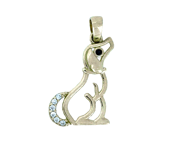 PENDENTIF CHIEN AJOURÉ EN OR SERTI DE CUBIQUES ZIRCONIAS - MB PEN48 - BIJOUX D'IMPORTATION