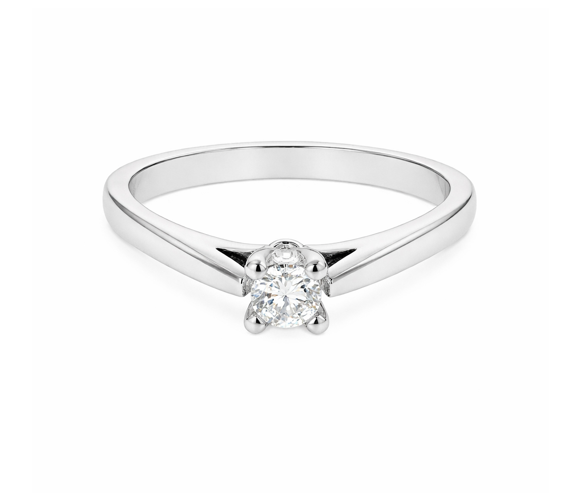 BAGUE EN OR AVEC UN DIAMANT - MK 2537LW21 - FAIT AU CANADA