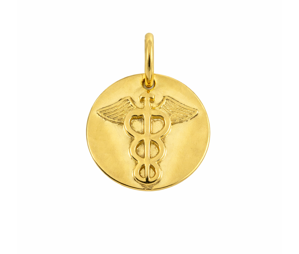 PENDENTIF PLAQUE RONDE MÉDICALE EN OR JAUNE - SY 6166MMED - BIJOUX D'IMPORTATION