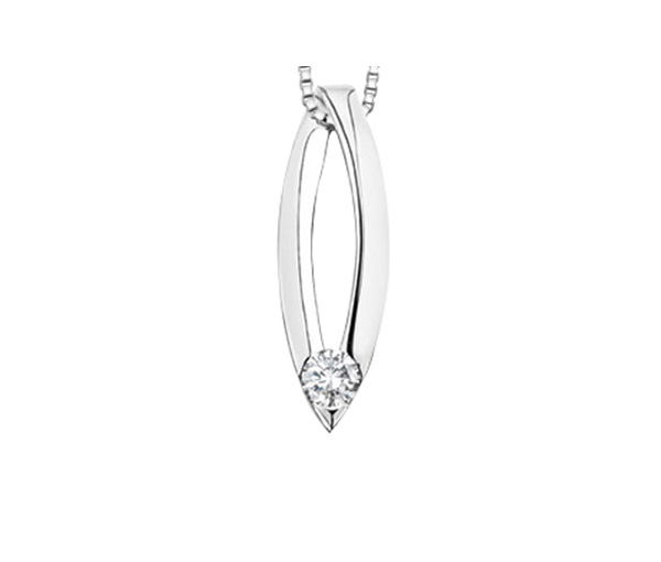 PENDENTIF EN OR BLANC SERTI D'UN DIAMANT - CR LT26140W - BIJOUX CANADIEN