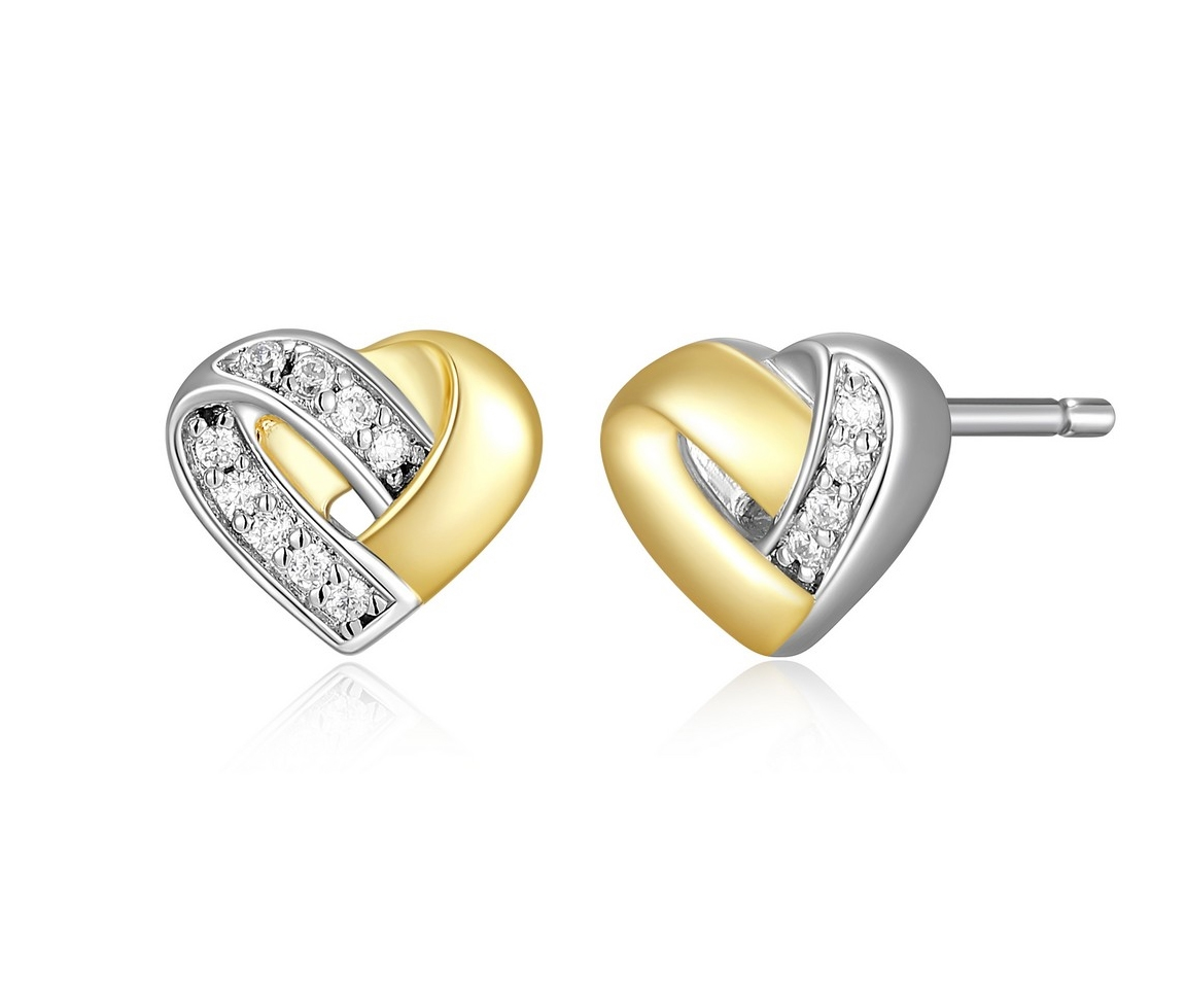 BOUCLES FIXES COEURS AVEC CUBIQUES ZIRCONIAS - PJ R2LCR60058 - ELLE
