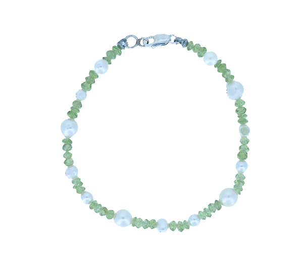 BRACELET PERLES ET BILLES DE PÉRIDOT VÉRITABLE - SJ BRA25 - BIJOUTERIE SUISSE INC.