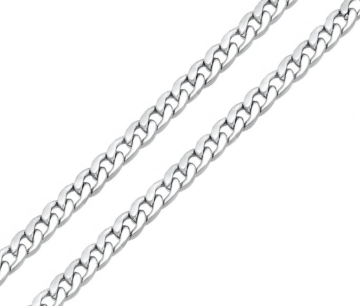 CHAINE EN ARGENT RHODIÉ À MAILLE GOURMETTE - MB GOUR5.5S22 - BIJOUX D'IMPORTATION