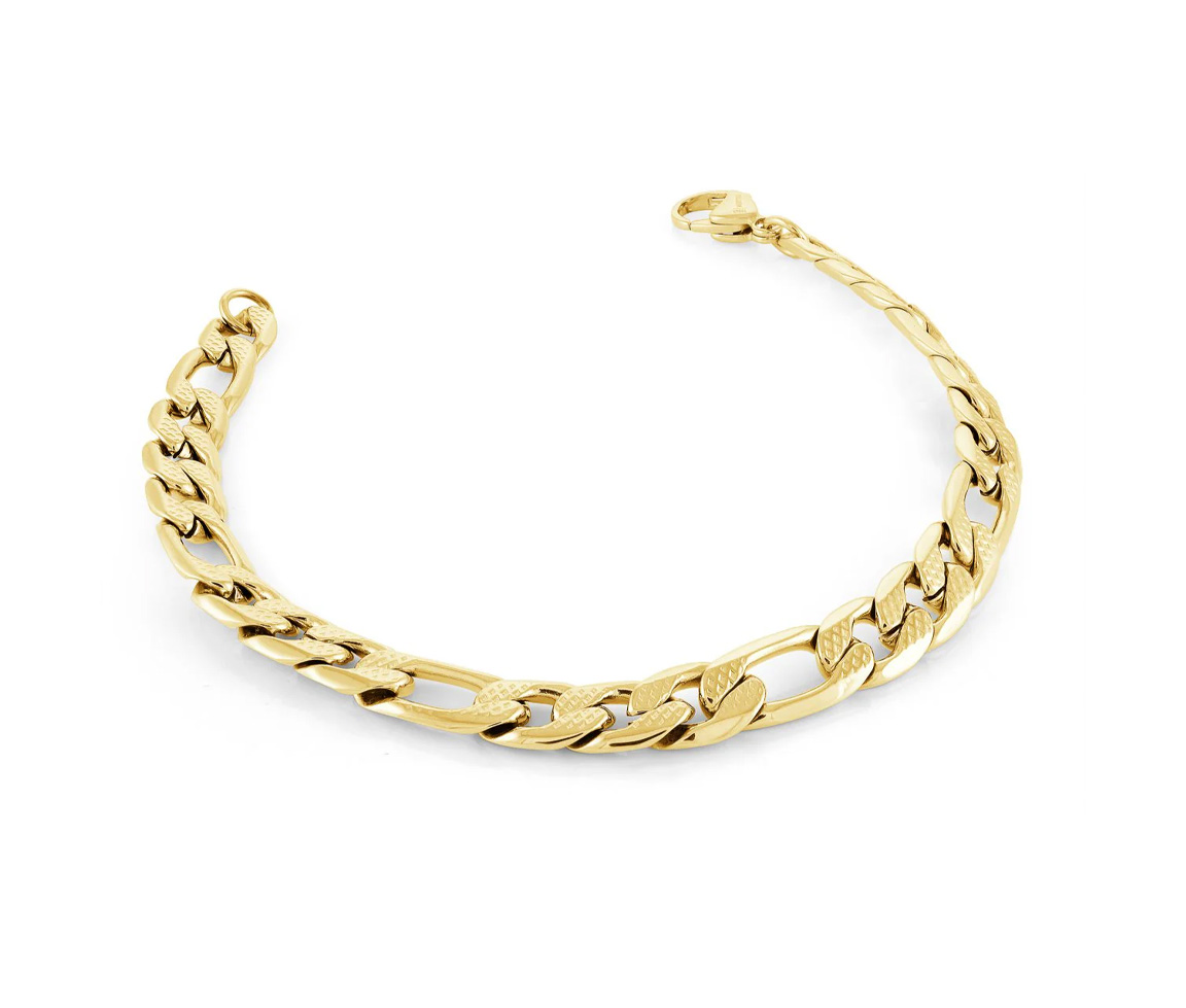 BRACELET EN ACIER/PVD OR À MAILLE FIGARO - IG SMB503 - ITALGEM