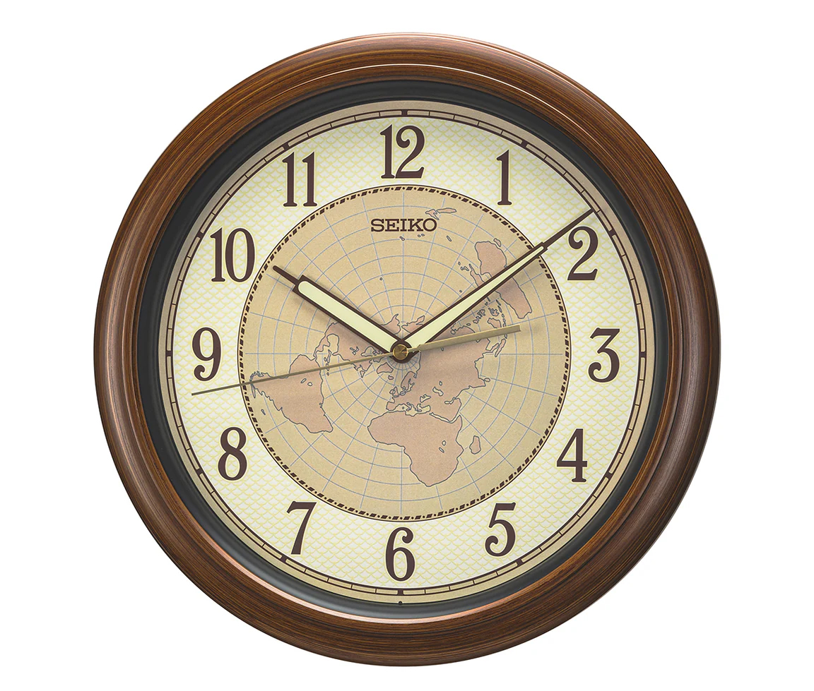 HORLOGE MURALE SEIKO AVEC LA CARTE DU MONDE - SA QXA825B - SEIKO