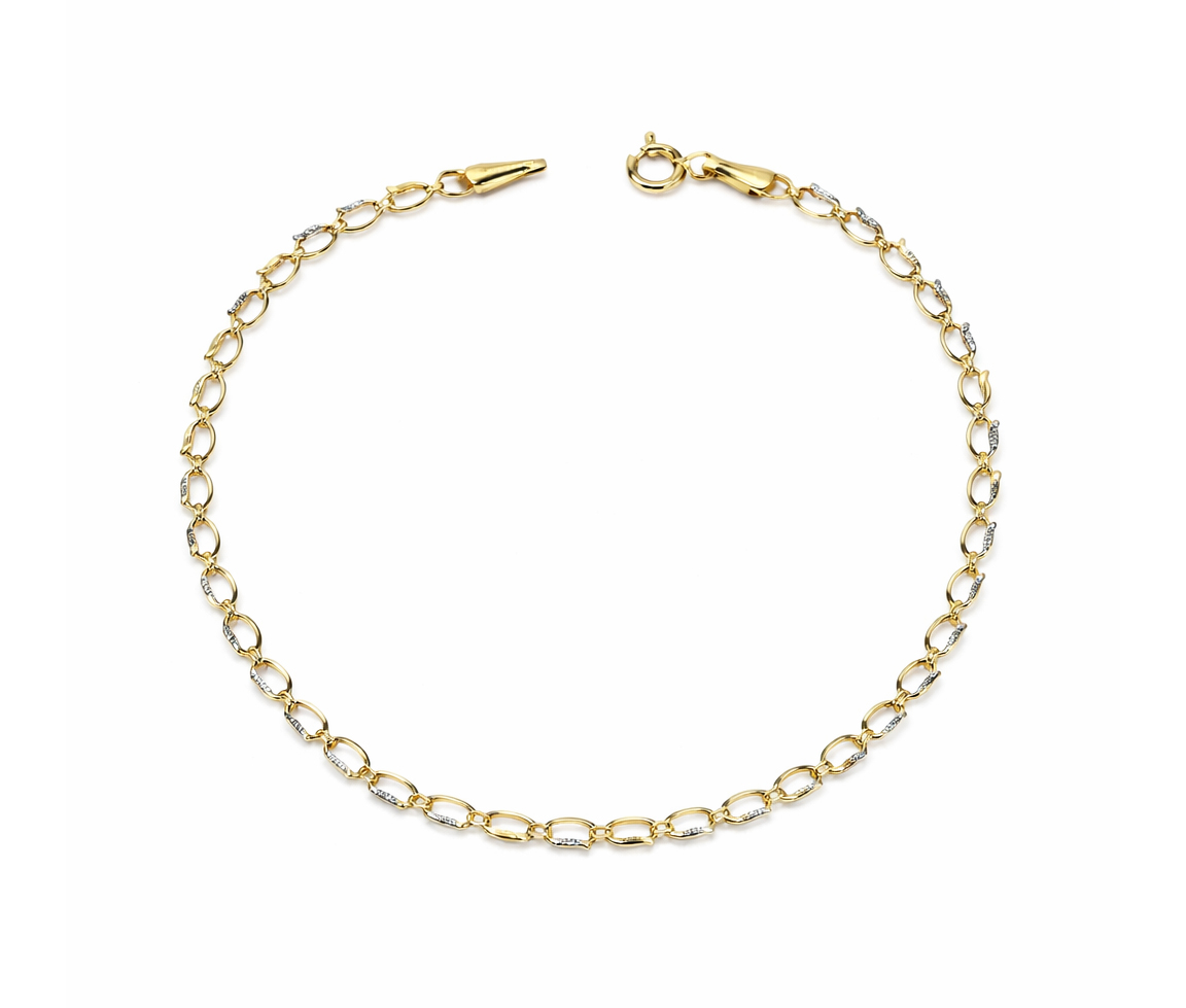 BRACELET EN OR 2 TONS TAILLÉ DIAMANT - MB BRAFA07 - BIJOUX D'IMPORTATION