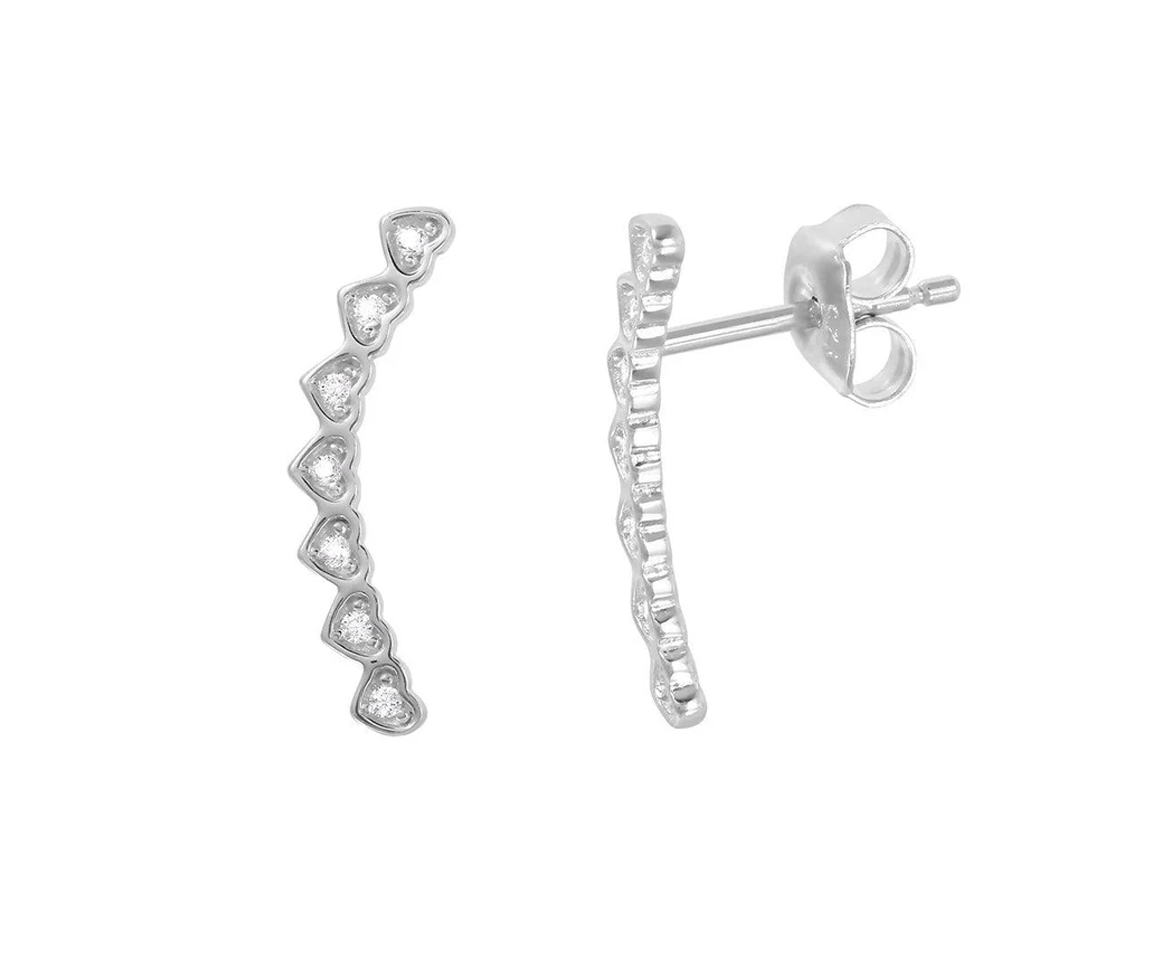 BOUCLES VOLÉE DE COEURS EN ARGENT RHODIÉ - SP GME00016 - BIJOUX D'IMPORTATION