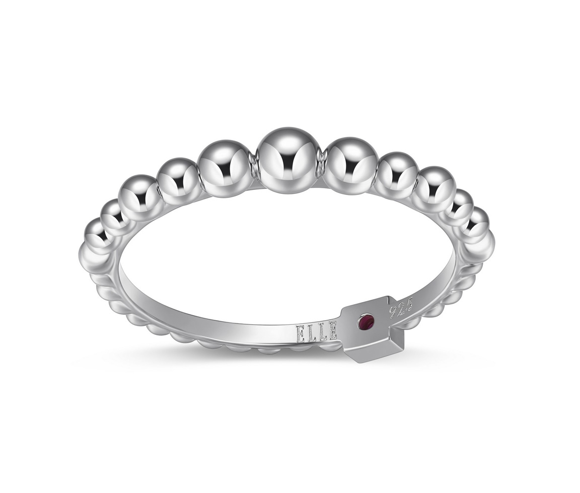 BAGUE À MOTIF BILLES GRADUÉES EN ARGENT RHODIÉ - PJ R4LADAA0AC - ELLE