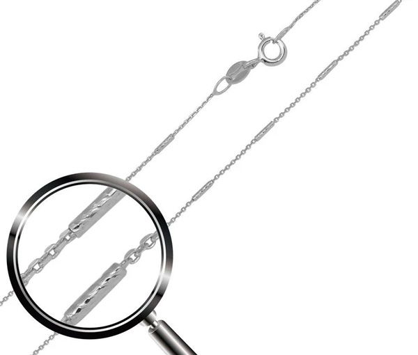 CHAINE EN ARGENT RHODIÉ À MAILLE ROLO/BAR TAILLÉE DIAMANT - SP CH411RH18 - BIJOUX D'IMPORTATION