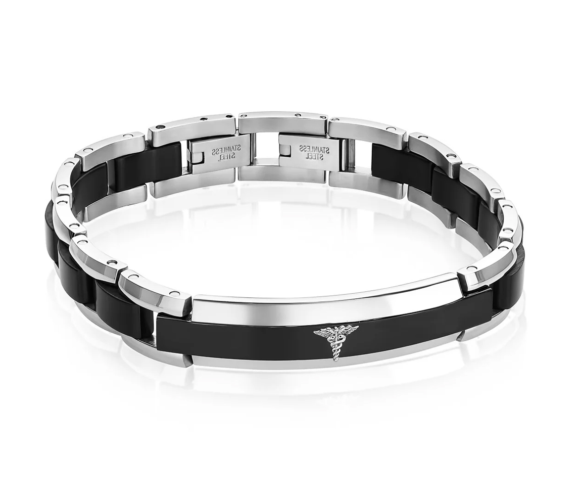 BRACELET MÉDICAL EN ACIER/PVD NOIR 2 TONS - IG SMAB41 - ITALGEM