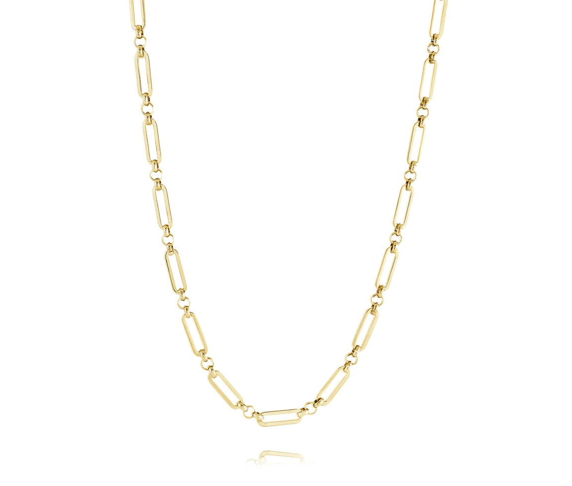 CHAINE À MAILLE PAPERCLIP ET ROLO EN ACIER/PVD OR - IG SYN63/22 - ITALGEM