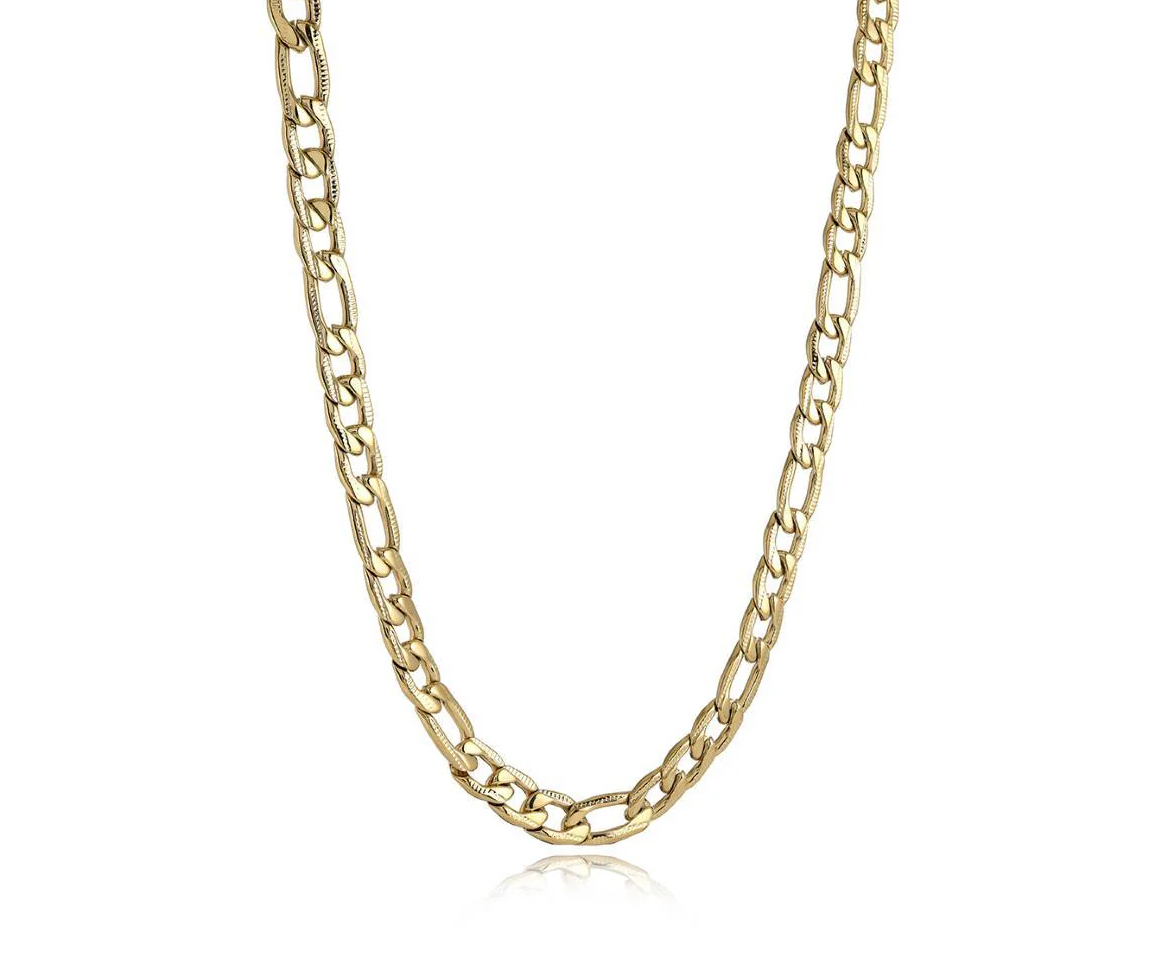 CHAINE EN ACIER/PVD OR À MAILLE FIGARO TAILLÉE DIAMANT - IG SYN98/24 - ITALGEM