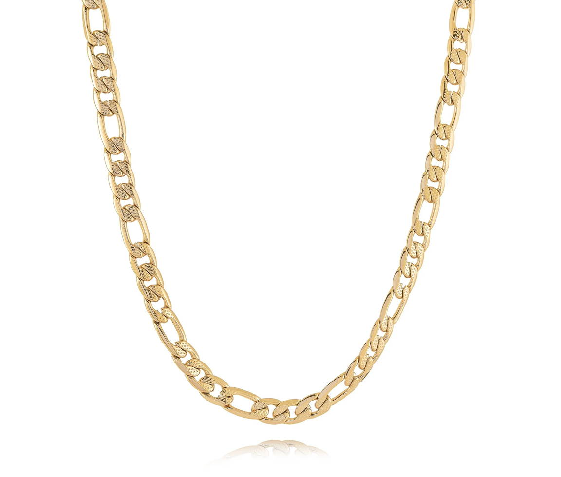 CHAINE EN ACIER/PVD OR TAILLE DIAMANT À MAILLE FIGARO - IG SYN49 - ITALGEM