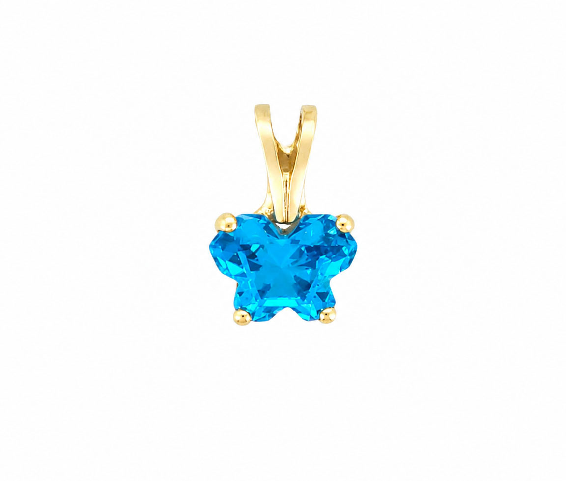 PENDENTIF PAPILLON AVEC CUBIQUE BLEU PÂLE - CP BP DE 10 - BIJOUTERIE SUISSE INC.
