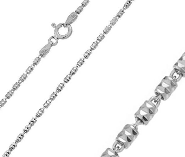 CHAINE EN ARGENT RHODIÉ À MAILLE BÂTONNETS TAILLE DIAMANT - SP CH309RH18 - BIJOUX D'IMPORTATION