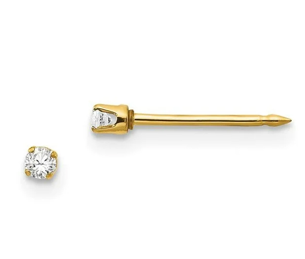 BOUCLES DE PERÇAGE EN OR SERTIES DE CUBIQUES ZIRCONIAS (*PERÇAGE GRATUIT) - IN 23E - PERÇAGE