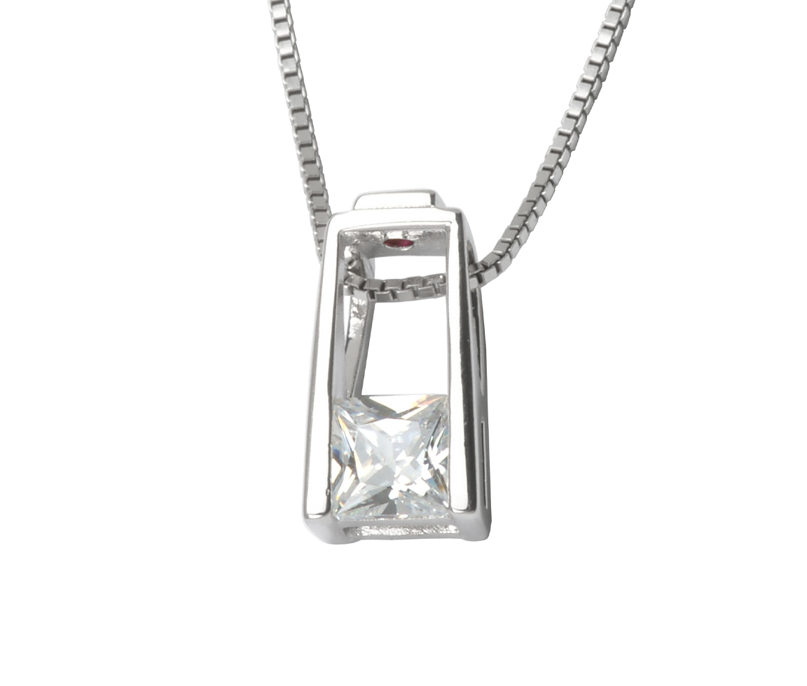 PENDENTIF EN ARGENT RHODIÉ SERTI D'UN CUBIQUE ZIRCONIA PRINCESSE - PJ 63L0030032 - ELLE