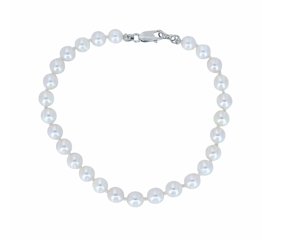 BRACELET DE PERLES DE CULTURE AVEC FERMOIR HOMARD EN OR BLANC - SJ BRA90 - CRÉATION B.SUISSE