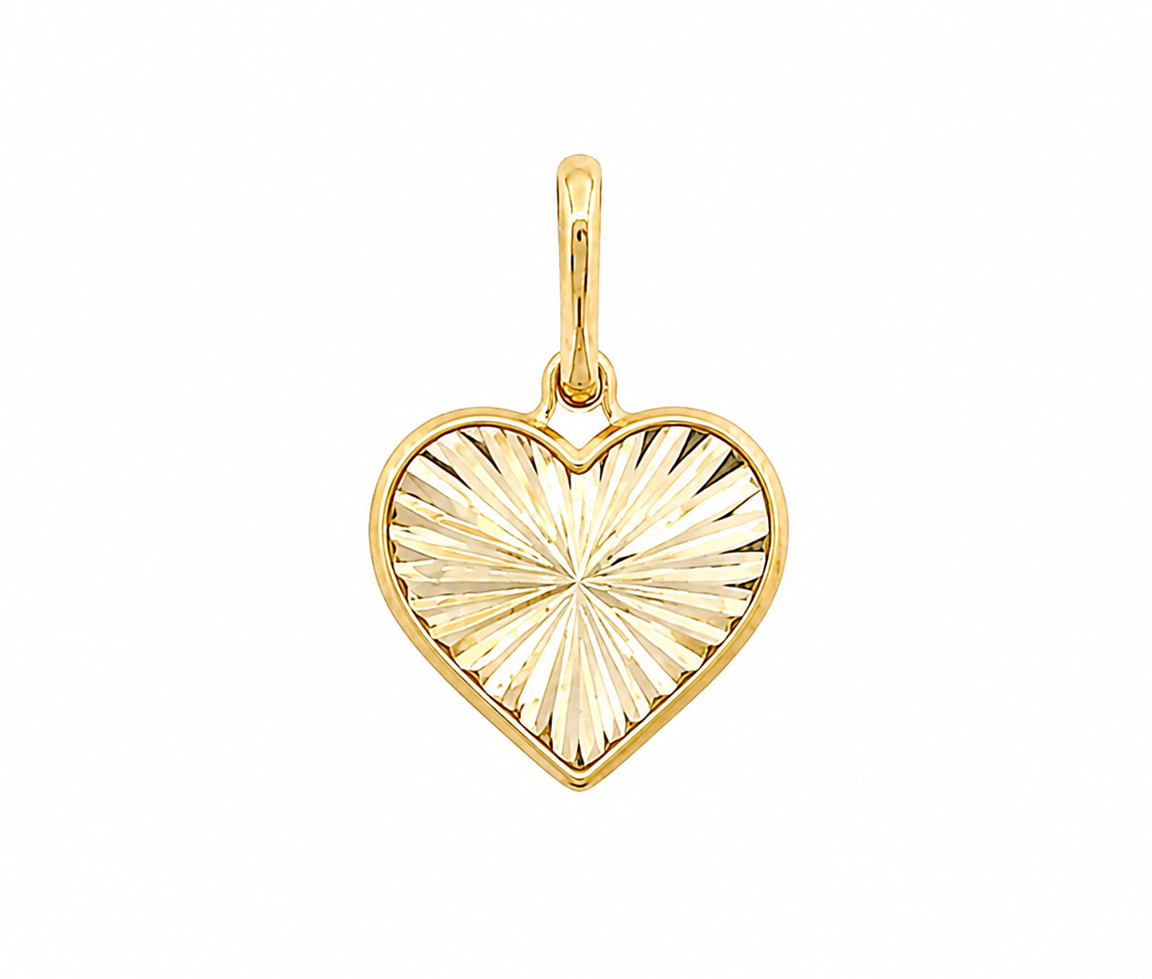 PENDENTIF COEUR EN OR TAILLÉ DIAMANT - MB PENCOEURY - BIJOUX D'IMPORTATION