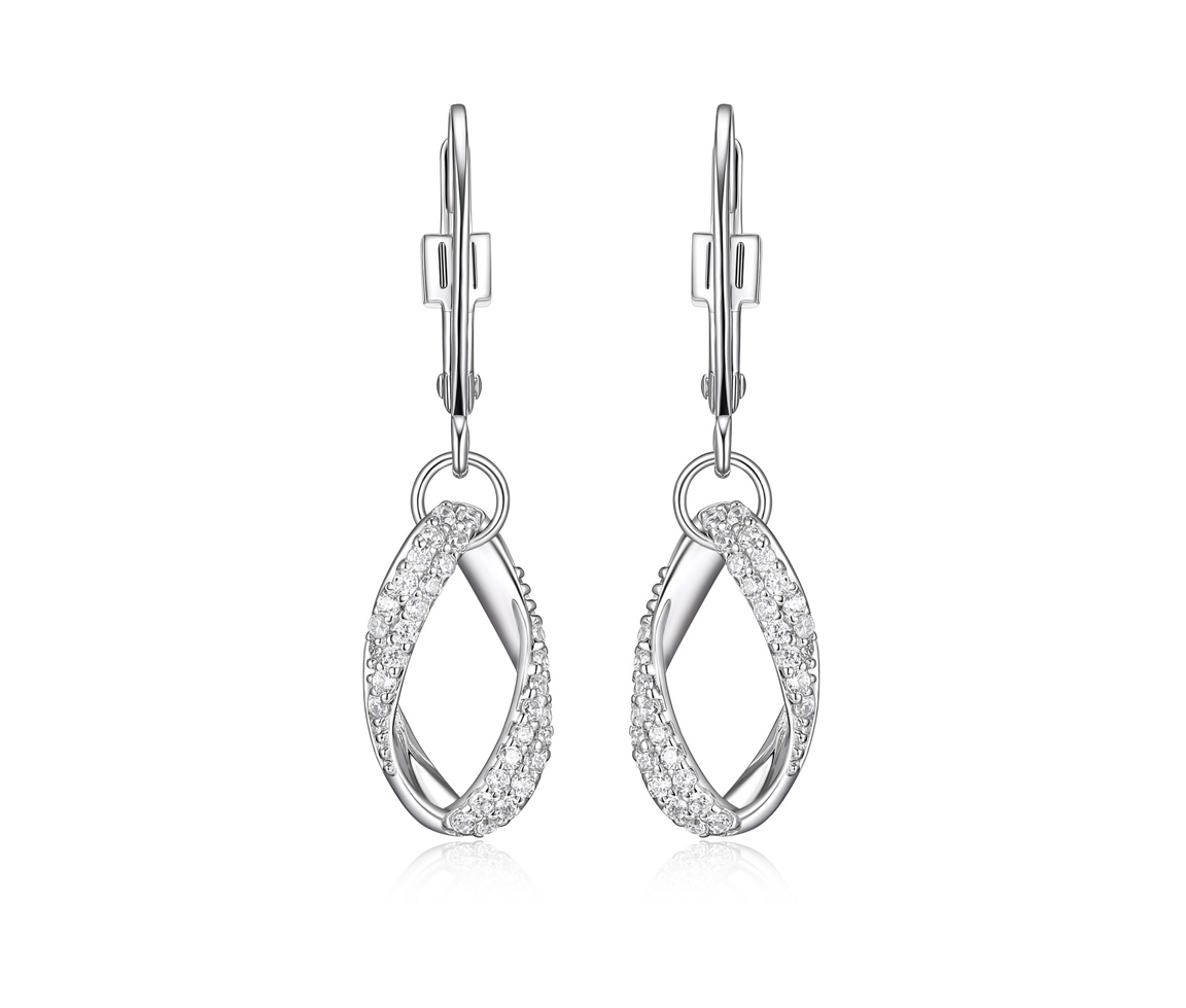 BOUCLES ELE EN ARGENT RHODIÉ OVALES SERTIES DE CUBIQUES ZIRCONIAS - PJ R2LCLR0003 - ELLE