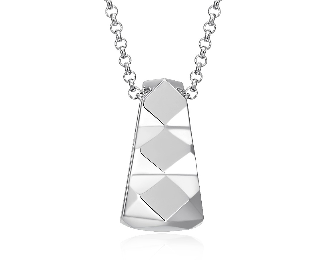 PENDENTIF TRIANGULAIRE MARTELÉ EN ARGENT RHODIÉ - PJ R0LBXYA046 - ELLE