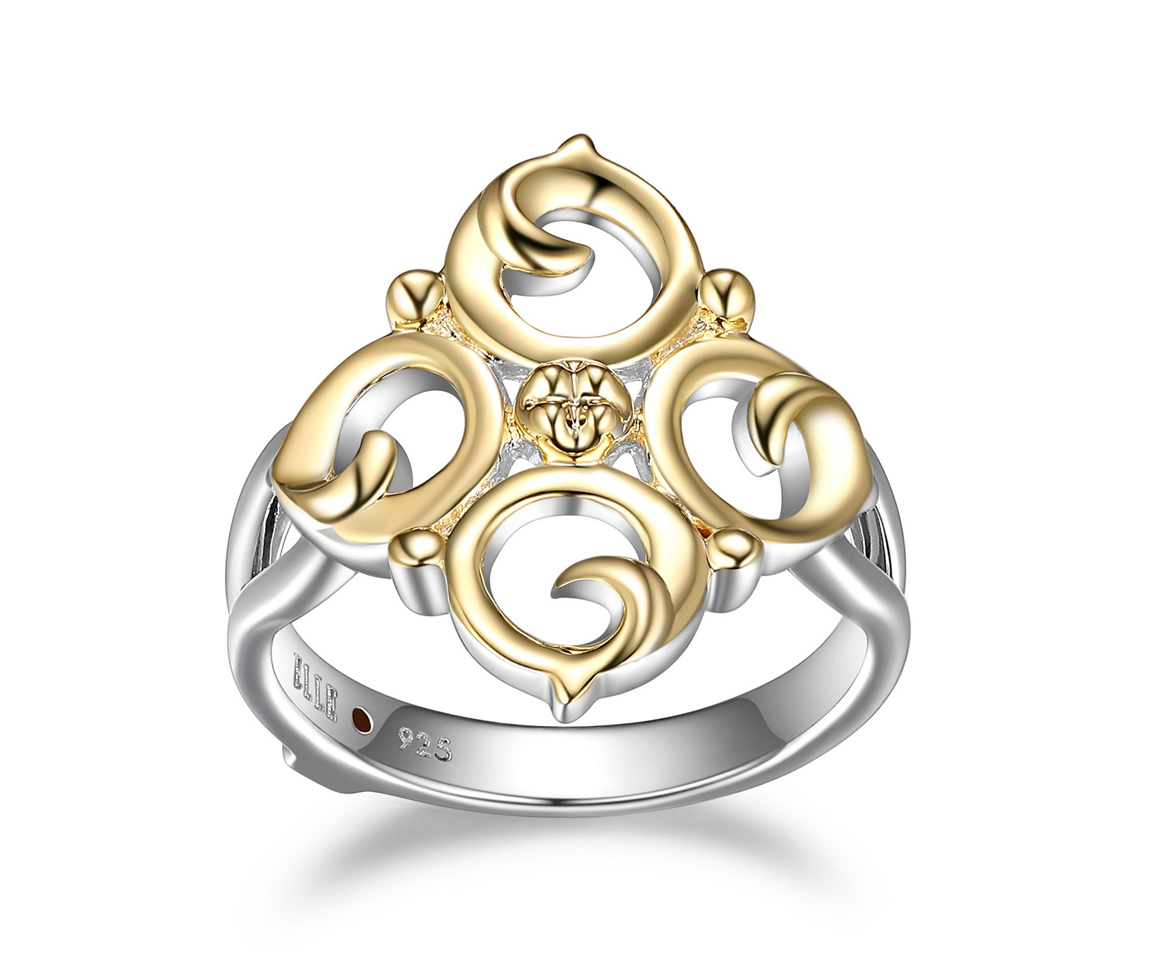 BAGUE À MOTIF FILIGRANE EN ARGENT RHODIÉ/PVD OR 2 TONS - PJ R4LACE97AC - ELLE