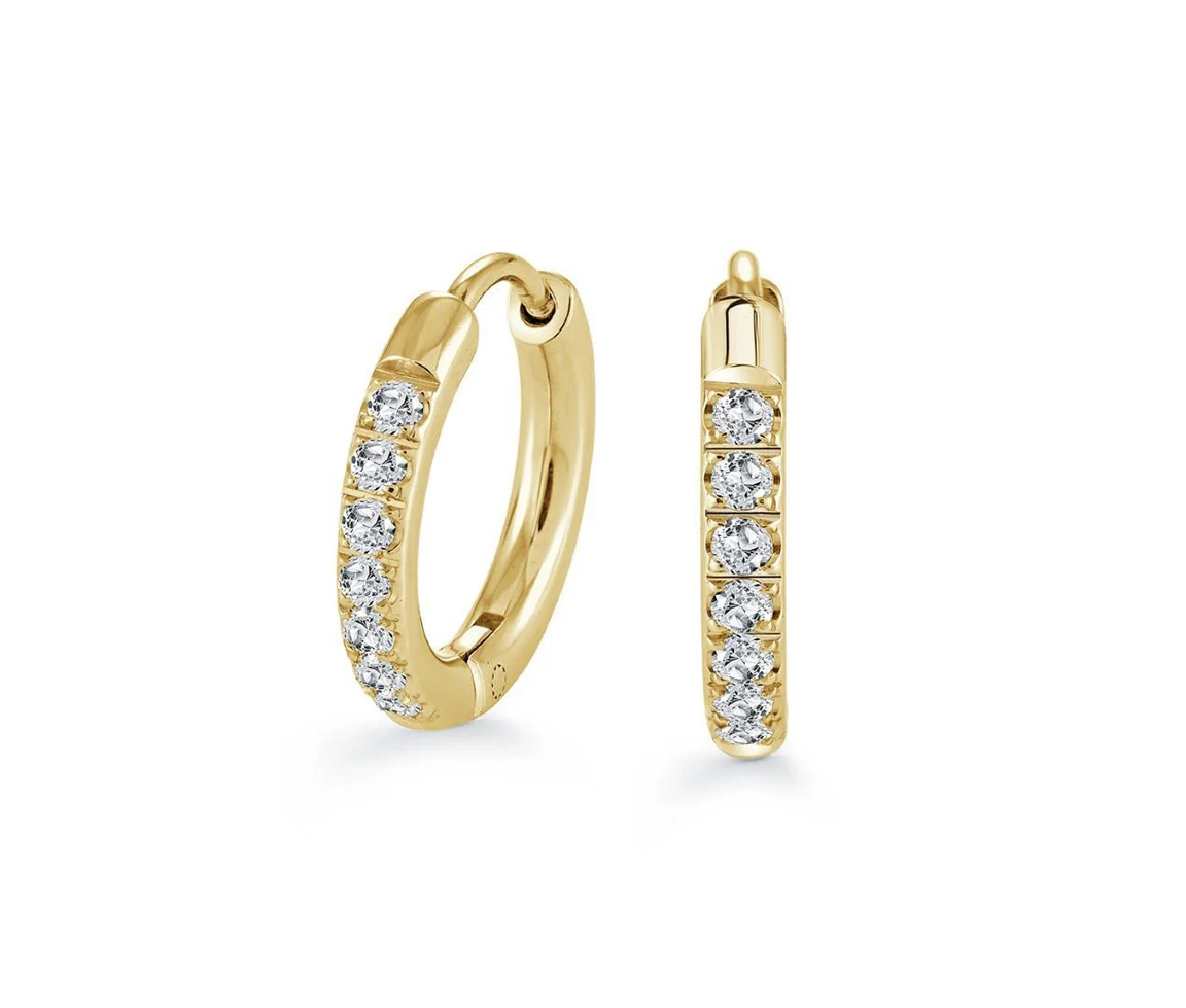 BOUCLES HUGGIES AVEC CZ - IG SEA418 - MINI-VÉLORIA