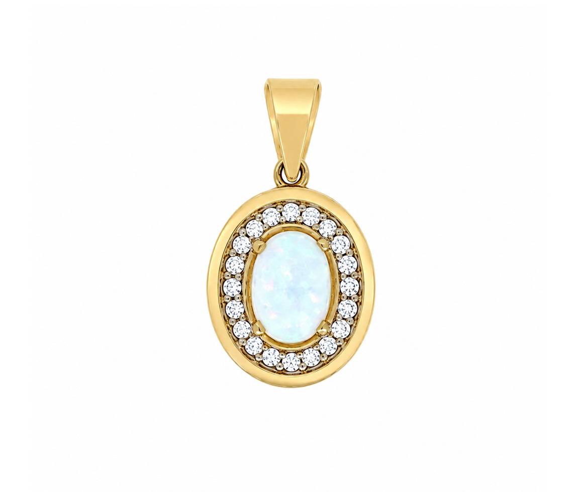 PENDENTIF AVEC UNE OPALE RECONSTITUÉE ET CZ - MB PEN144 - BIJOUX D'IMPORTATION
