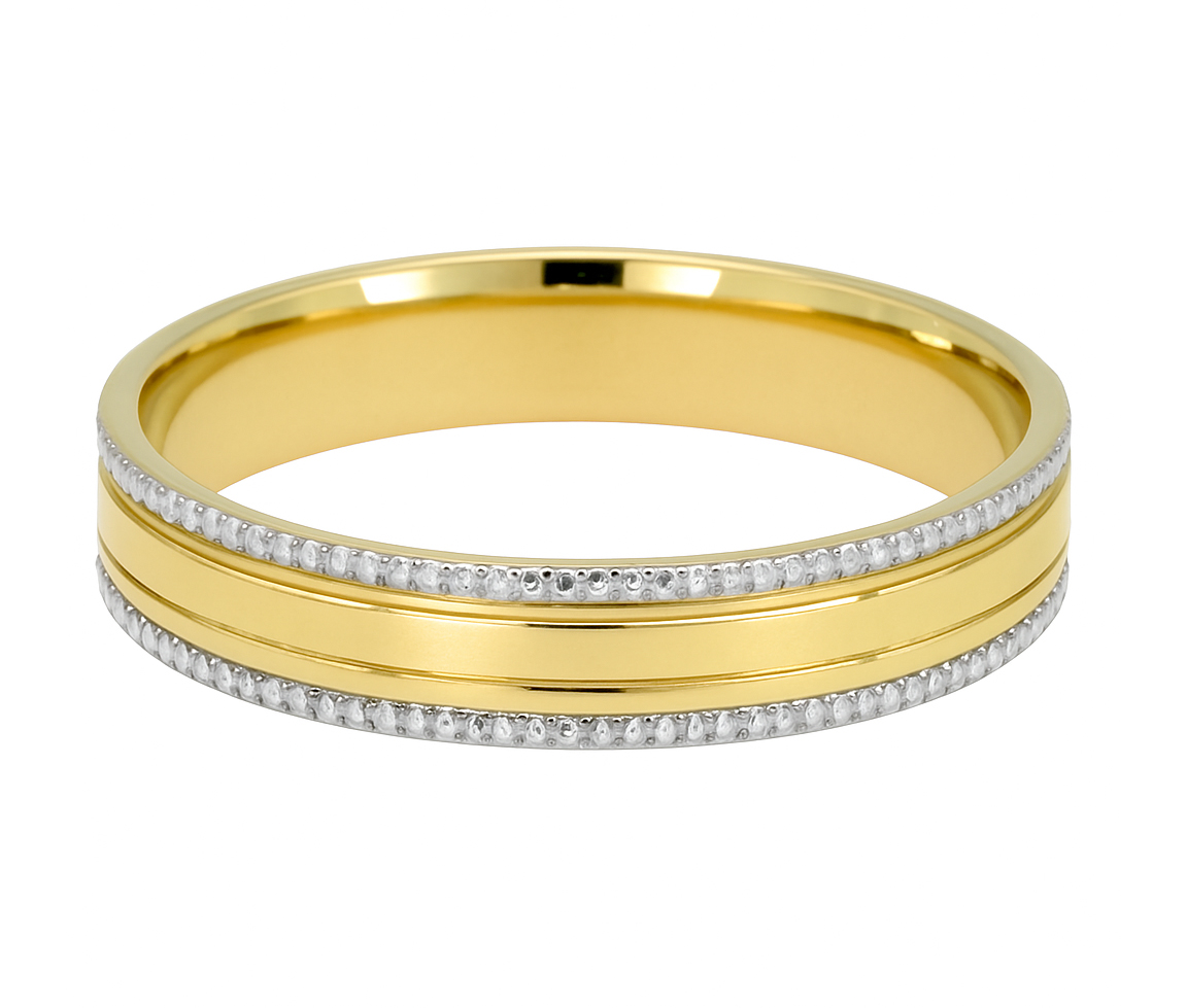 JONC EN OR 2 TONS AVEC MILGRAIN SUR LES CÔTÉS - MB JH01/10.5 - BIJOUX D'IMPORTATION