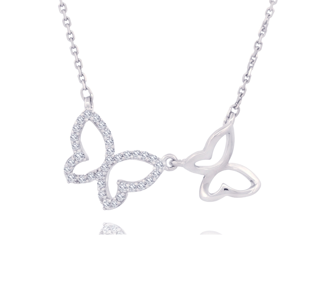 COLLIER 2 PAPILLONS - MA ARP247 - BIJOUX D'IMPORTATION
