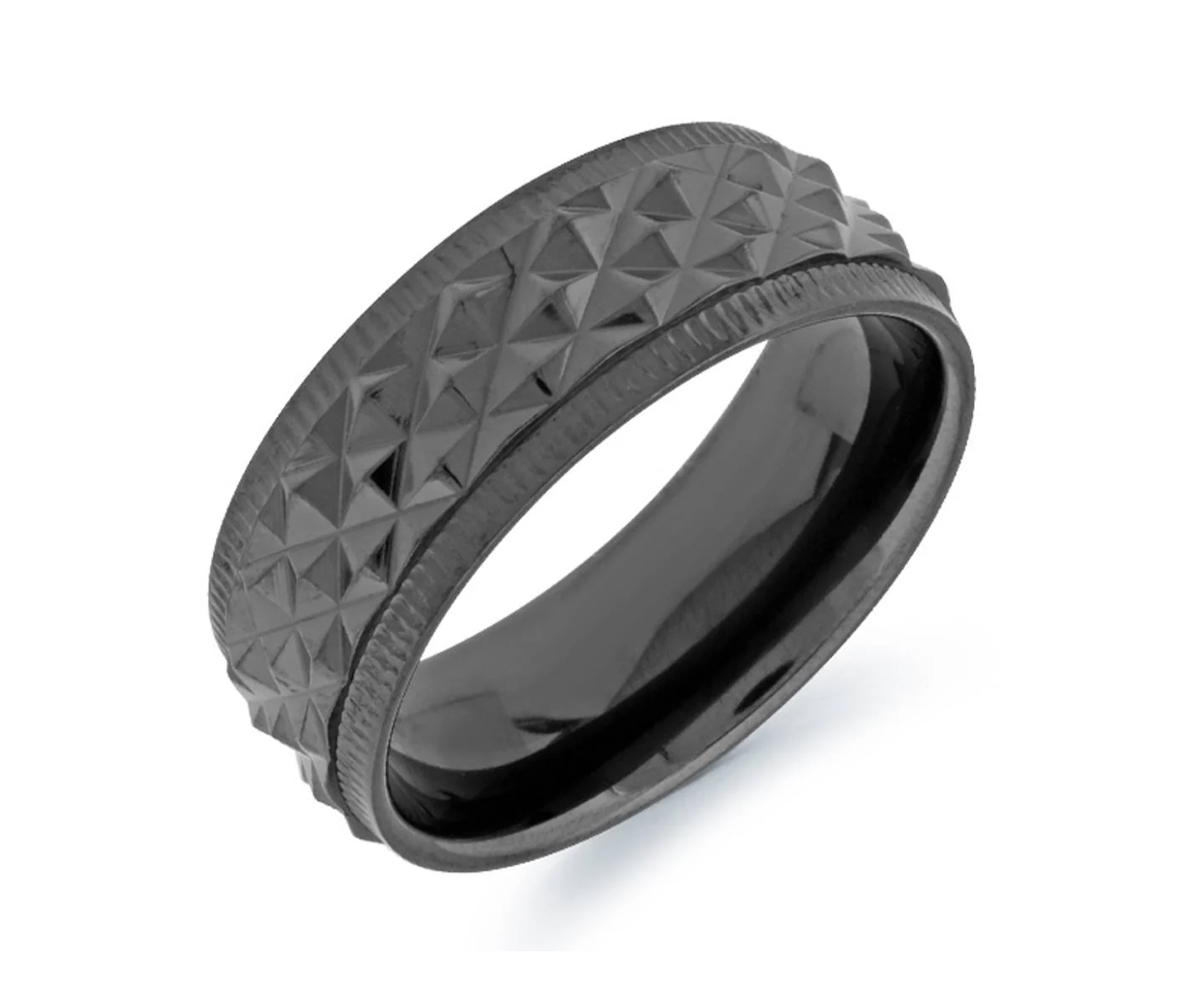 JONC EN TITANE/PVD NOIR TAILLÉ DIAMANT - IG BTI07/10 - ITALGEM