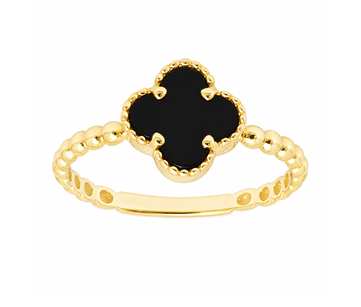 BAGUE TRÈFLE AVEC ONYX - CB RYV251541B - CBE