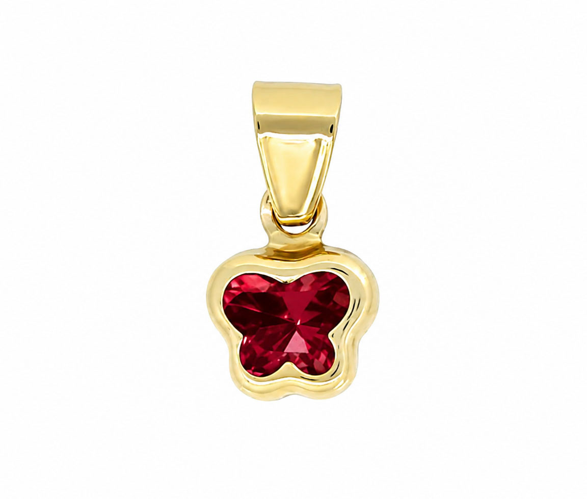 PENDENTIF PAPILLON AVEC CUBIQUE ROUGE - CP BSSPNJL - BIJOUTERIE SUISSE INC.