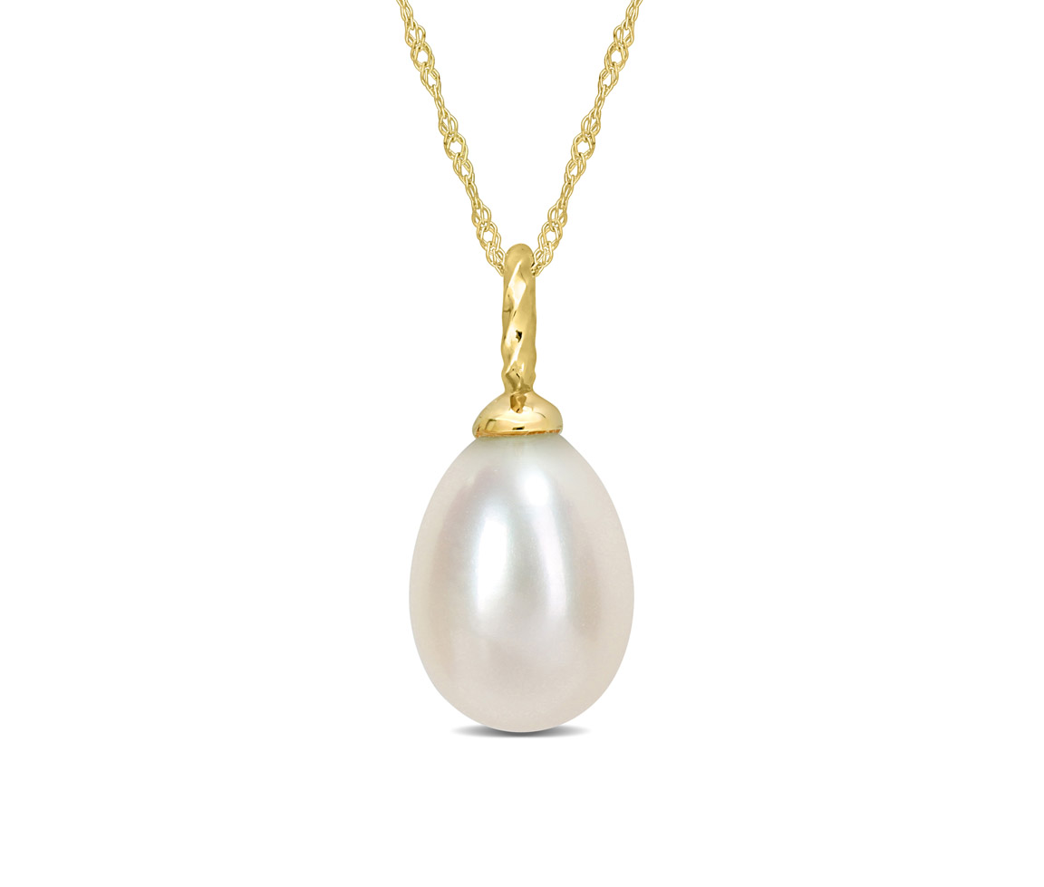 PENDENTIF EN OR JAUNE SERTI D'UNE PERLE D'EAU DOUCE OBLONG - DM FC2EPTTAYU - PERLE D'IMPORTATION