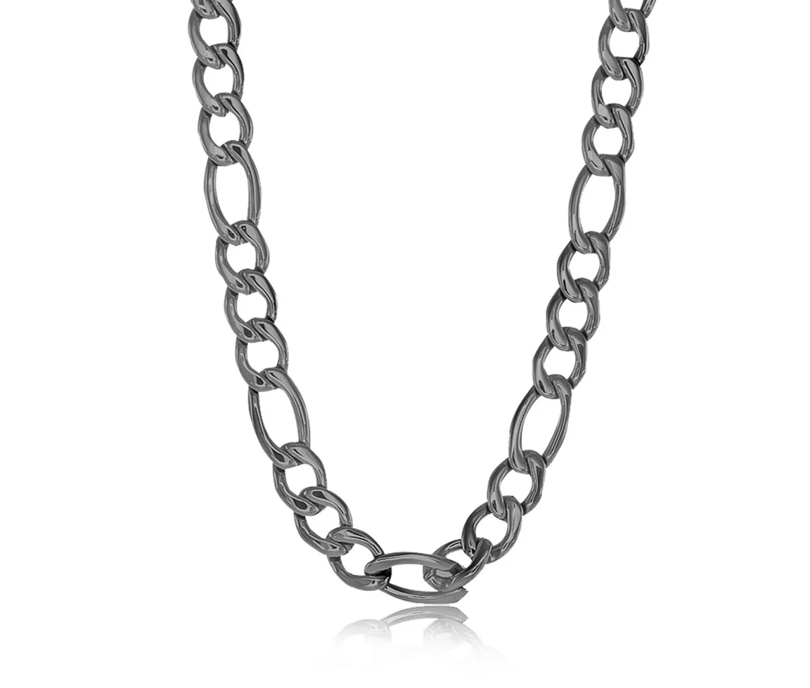 CHAINE EN ACIER/PVD GUNMETAL À MAILLE FIGARO - IG SGN20/24 - ITALGEM