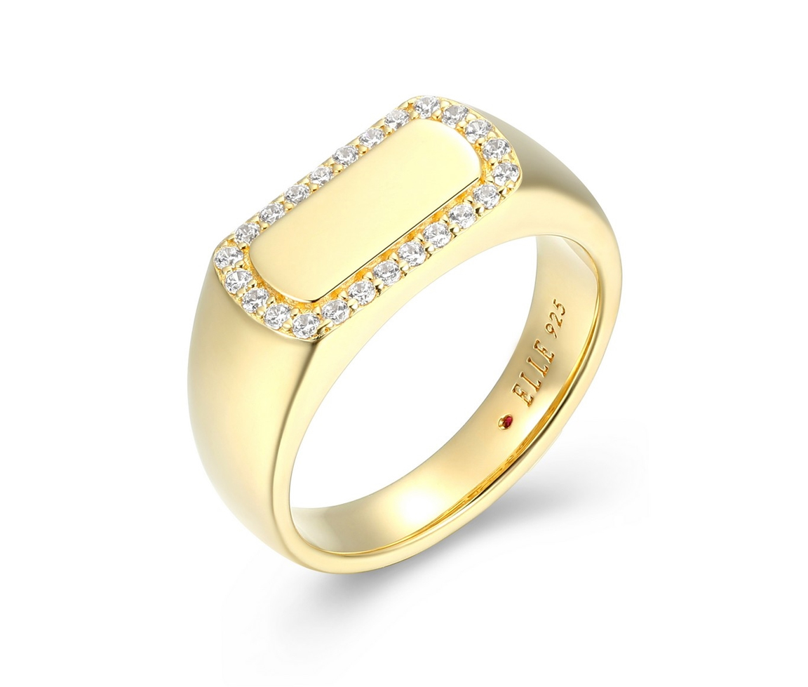 BAGUE STYLE CHEVALIÈRE EN ARGENT/PVD OR SERTIE DE CUBIQUES ZIRCONIAS - PJ 34LAK200AC - ELLE