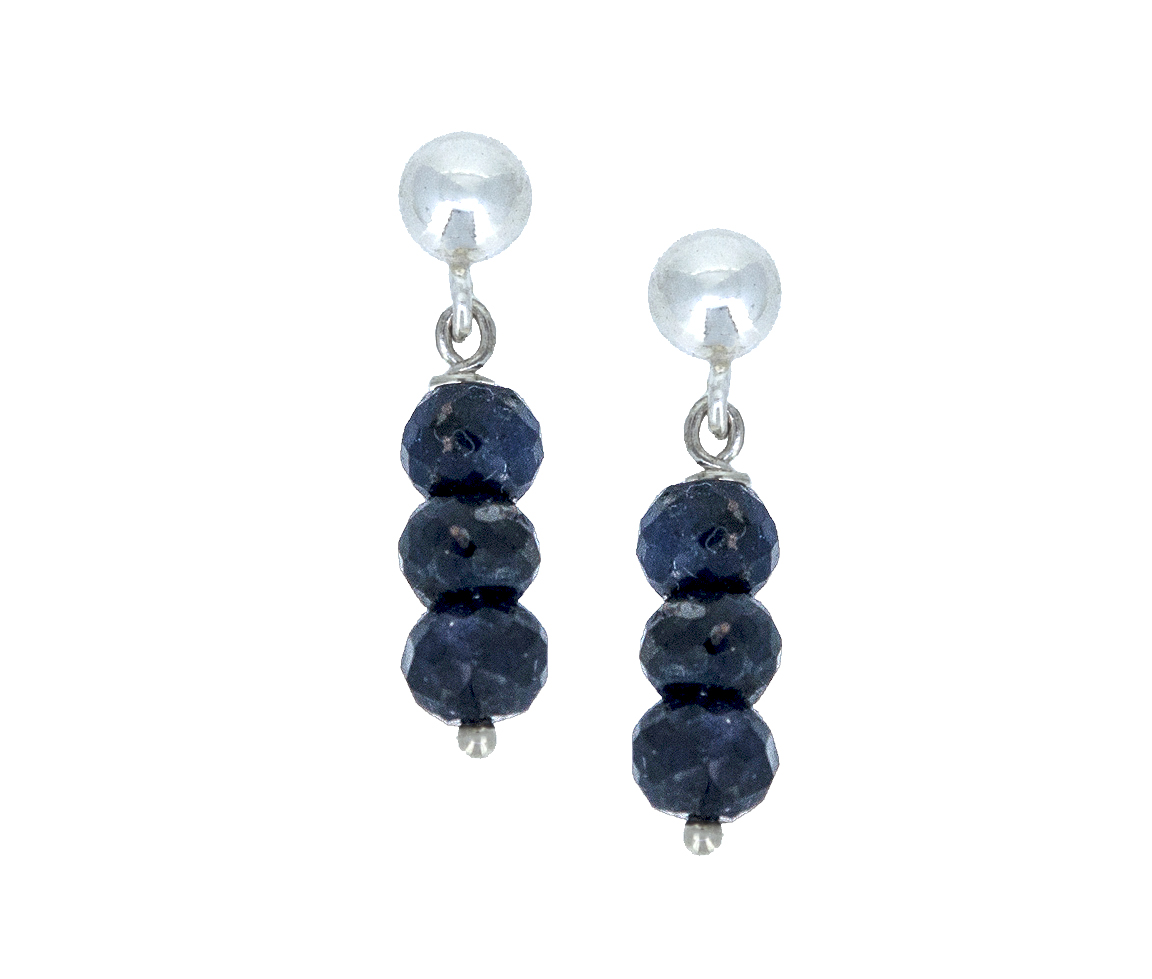 BOUCLES EN ARGENT SERTIES DE SAPHIRS VÉRITABLES FACETÉS - MM BOU01 - CRÉATION B.SUISSE