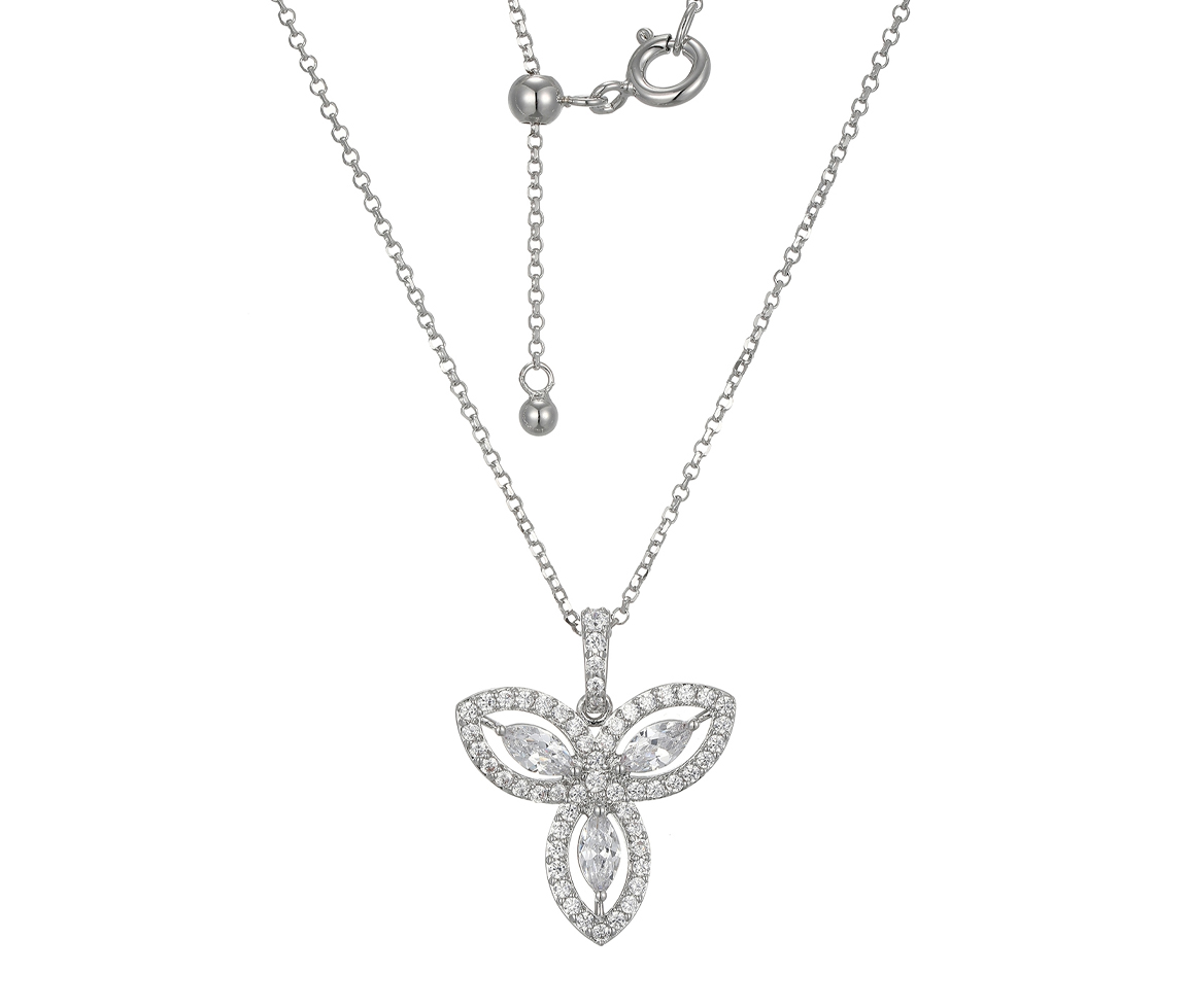 PENDENTIF FLEUR EN ARGENT RHODIÉ SERTI DE CUBIQUES ZIRCONIAS - PJ R3AXMQ00ZZ - REIGN