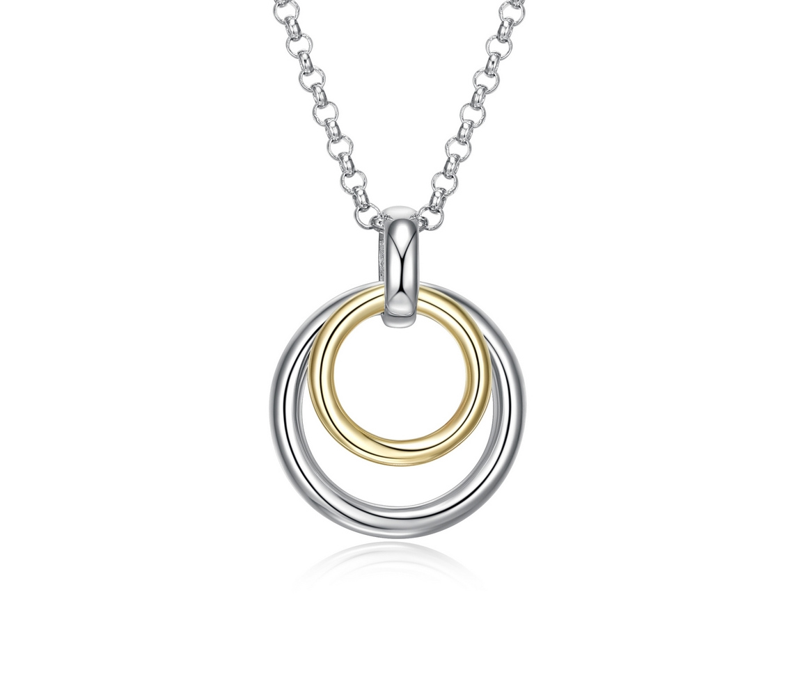 PENDENTIF 2 CERCLES EN ARGENT RHODIÉ/PVD OR 2 TONS - PJ R0LBTK9746 - ELLE