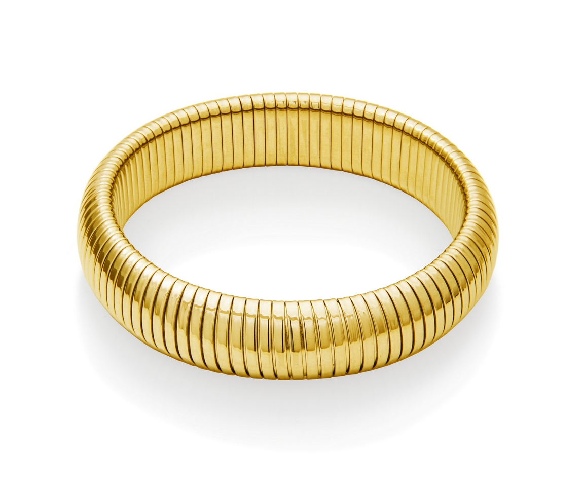 BRACELET BANGLE TUBULAIRE EXTENSIBLE EN ACIER/PVD OR - PJ T1XJ030270 - STEELX