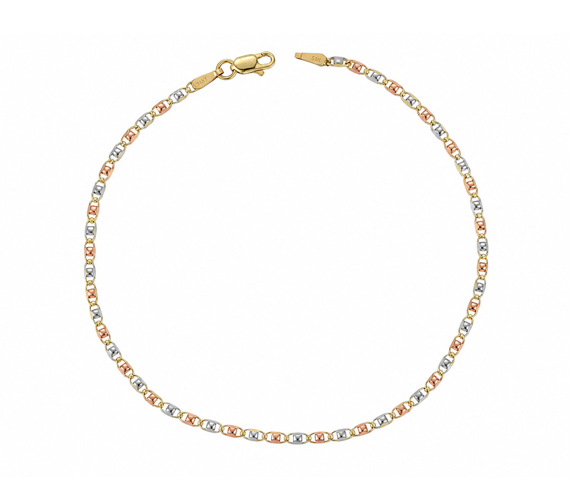 BRACELET À MAILLE MARINE TAILLÉE DIAMANT 3 TONS - MB MAR1.53T07 - BIJOUX D'IMPORTATION
