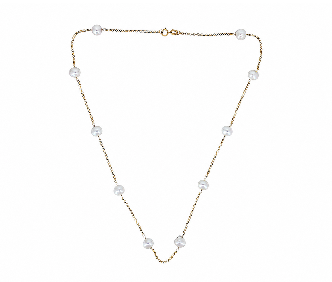 COLLIER PERLE D'EAU DOUCE ET CHAINE ROLO - SJ LCOL06 - BIJOUTERIE SUISSE
