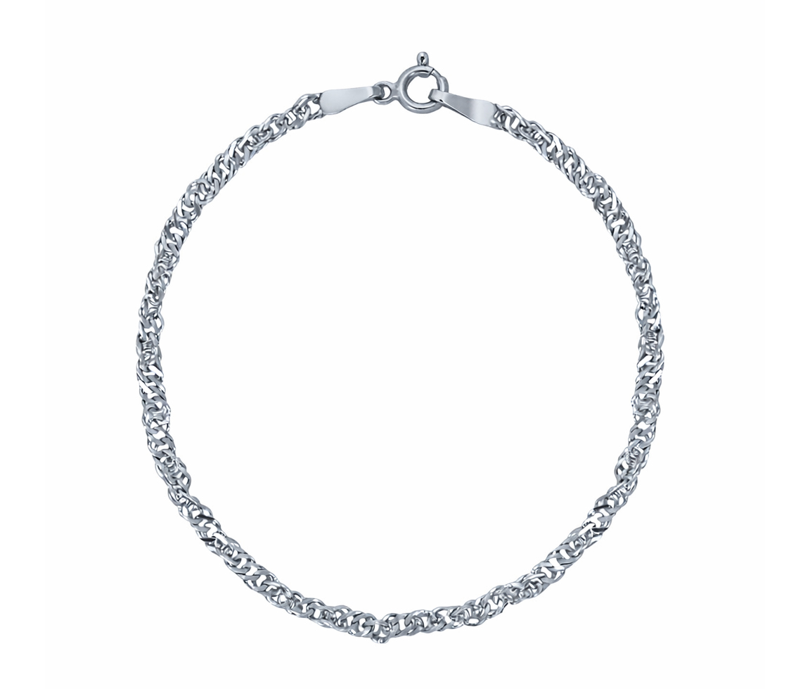 BRACELET EN ARGENT RHODIÉ À MAILLE SINGAPOUR - MB SING080S07 - BIJOUX D'IMPORTATION
