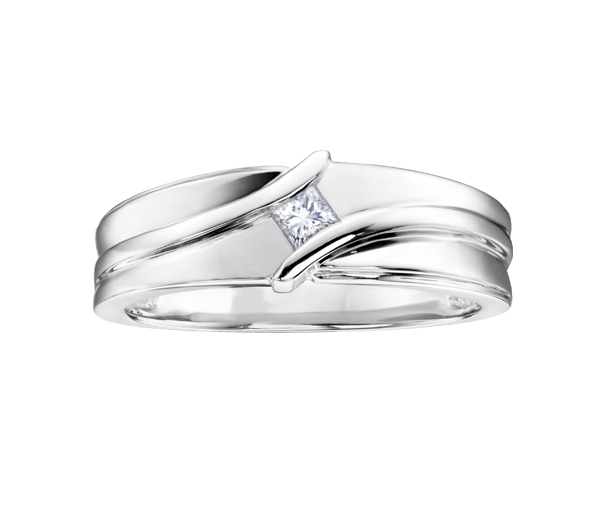 JONC EN OR BLANC SERTI D'UN DIAMANT CANADIEN - CR AM178 - DIAMANT CANADIEN