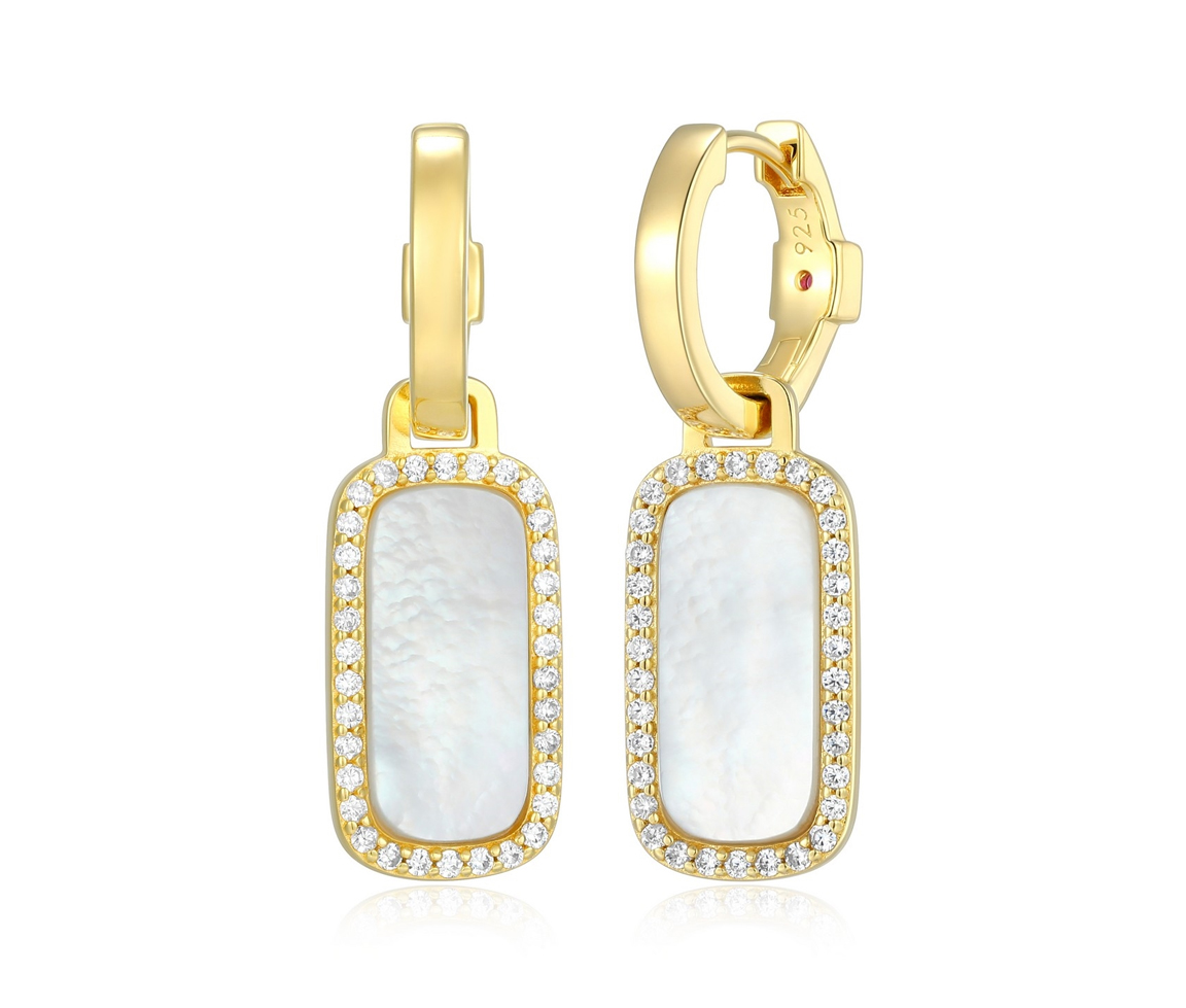 BOUCLES HUGGIES AVEC NACRE ET CUBIQUES ZIRCONIAS - PJ 32LCU4A99F - ELLE