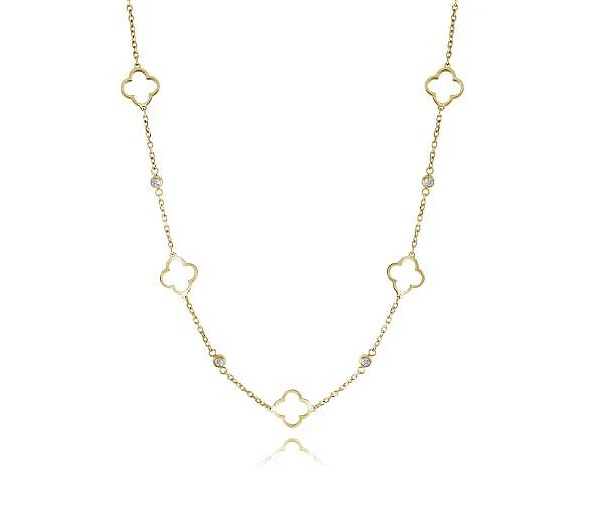 CHAINE EN ACIER/PVD OR AVEC TRÈFLES AJOURÉS ET CUBIQUES ZIRCONIAS - IG SWN80 - ITALGEM