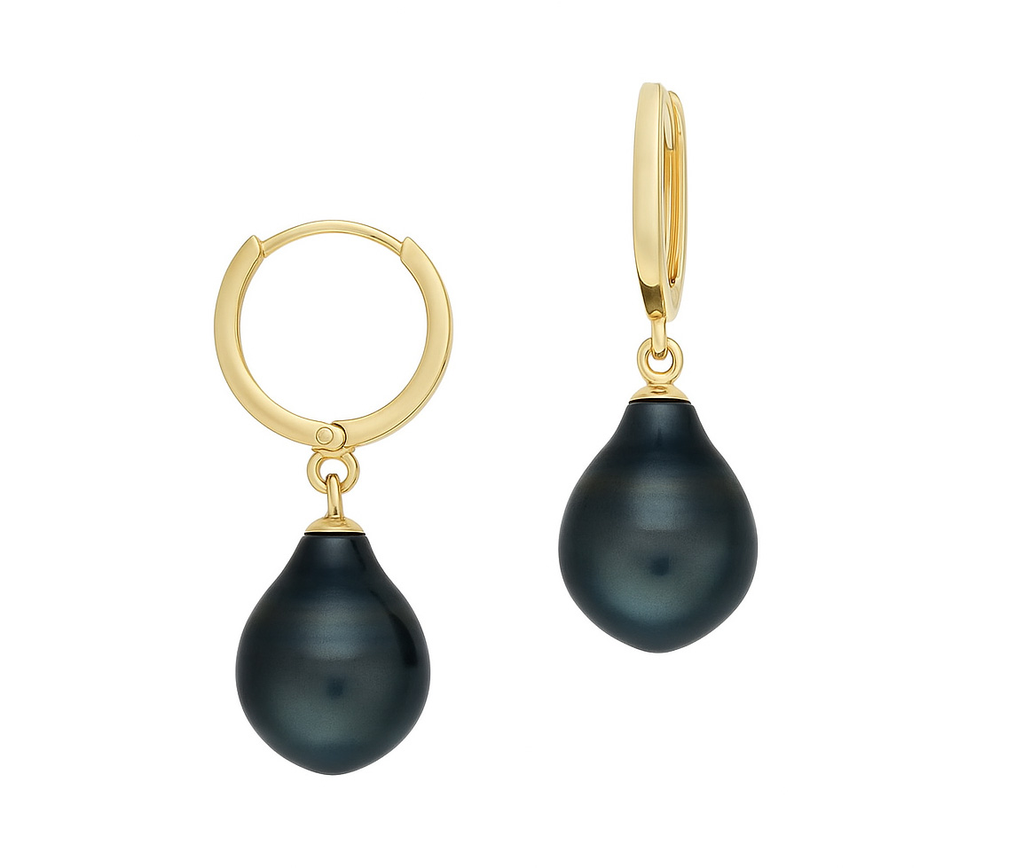 BOUCLES HUGGIES EN ARGENT/PVD OR SERTIES DE PERLES DE TAHITI - AR GIA1420/1011 - PERLE D'IMPORTATION