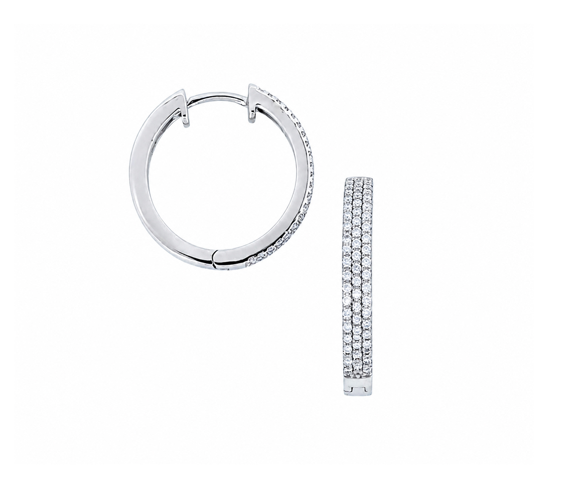 BOUCLES HUGGIES AVEC CUBIQUES ZIRCONIAS - SJ LBOA11 - BIJOUTERIE SUISSE