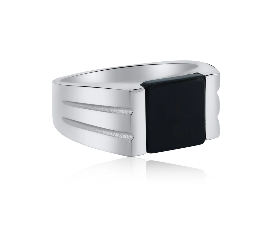 BAGUE STYLE CHEVALIÈRE AVEC UN ONYX - SP GMR00342/9 - BIJOUX D'IMPORTATION